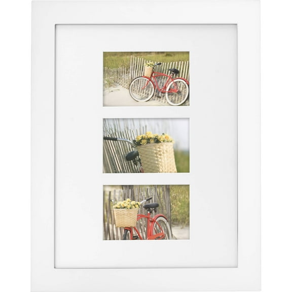 Mainstays Museum 3-Opening 4x6 Flat Wide Gallery Wall Picture Frame, White