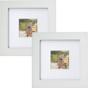 Mainstays Museum 8x8 Matted to 4x4 Flat Wide Gallery Picture Frame, White, Set of 2