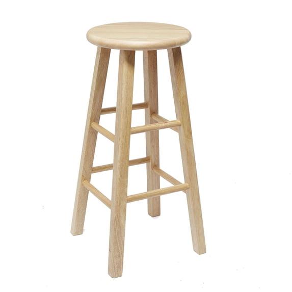 Mainstays Backless Wood Indoor Kitchen Barstool, Natural Finish, Fully Assembled, 29 in High