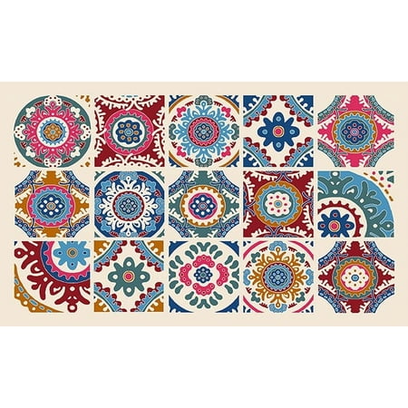 Mainstays Natures Trend Exotic Tiles Indoor Kitchen Rug, Multi-color, 18"x30"