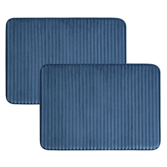 Mainstays Navy 2-Piece Performance Foam 20"x 32" Bath Rug Set