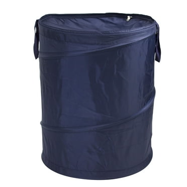 Mainstays Navy Polyester Spiral Pop-up Laundry Hamper with Zipper Lid