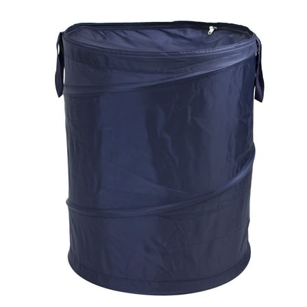 Mainstays Pop-Up Laundry Hamper – Zipper Lid, 2-Load Capacity, Navy