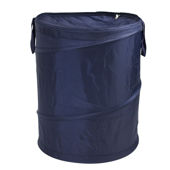Mainstays Pop-Up Laundry Hamper – Zipper Lid, 2-Load Capacity, Navy