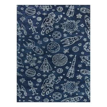 Mainstays Navy Space  Indoor Kids Rug, 4' x 5'5"