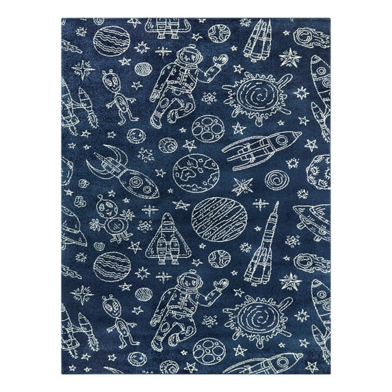 Mainstays Navy Space Indoor Kids Rug, 4' x 5'5"