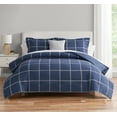 thumbnail image 1 of Mainstays Navy Windowpane 10 Piece Bed in a Bag Comforter Set with Sheets, Full, 1 of 9