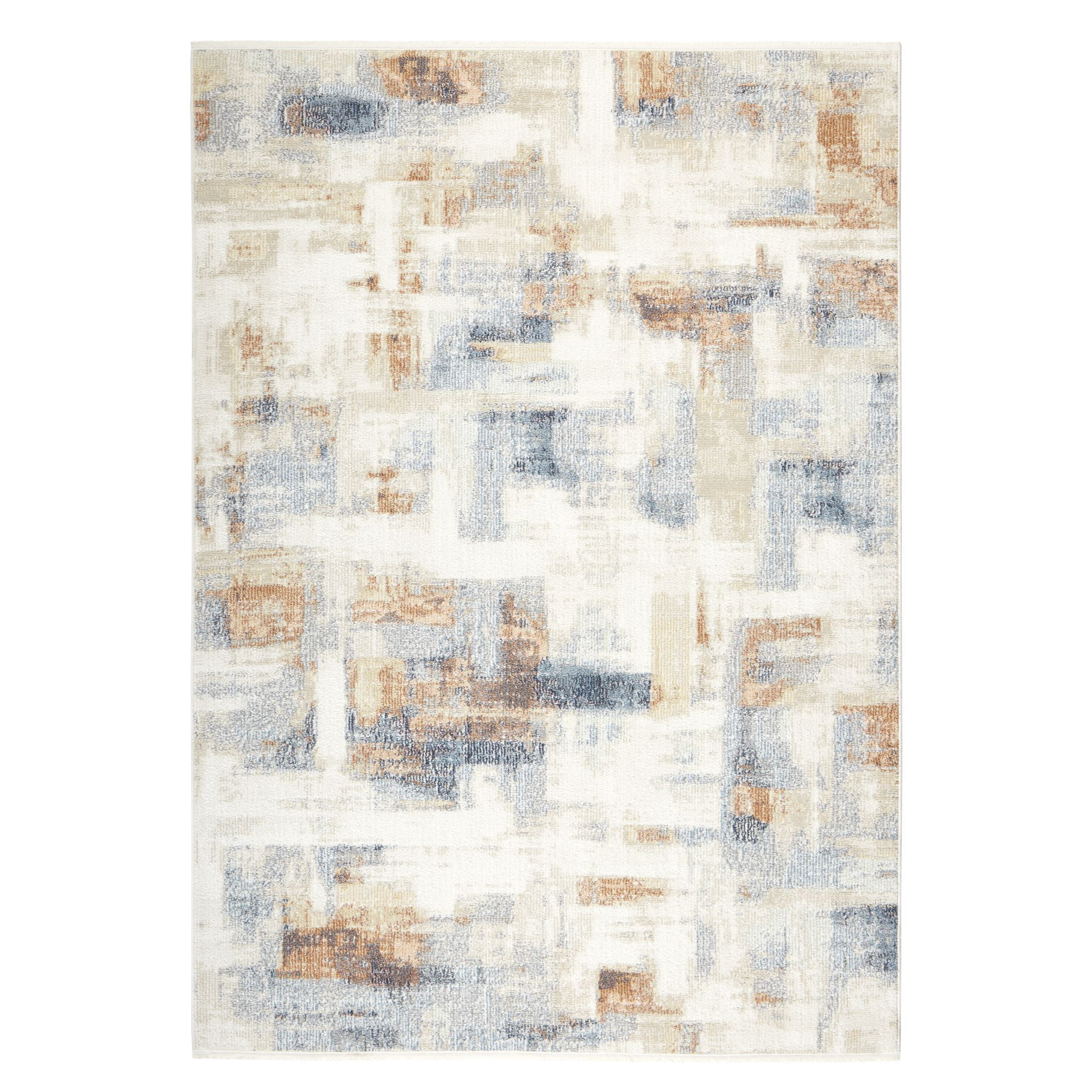 Mainstays Neutral Abstract Washable Indoor Area Rug, Abstract Neutral