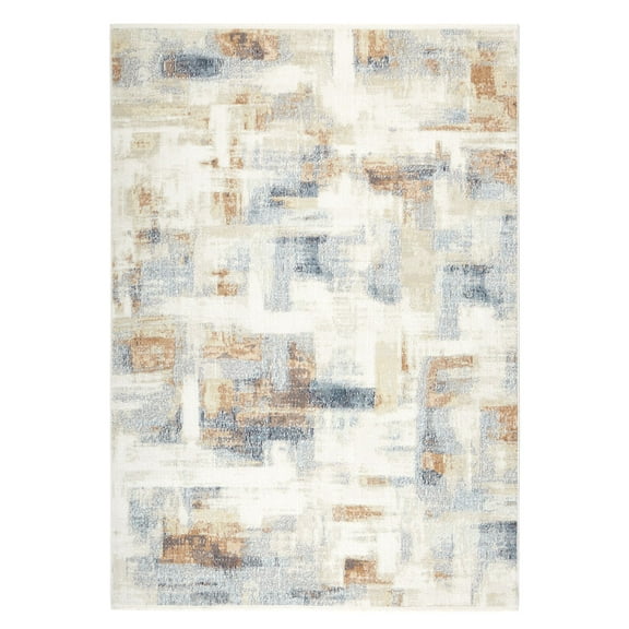 Mainstays Neutral Abstract Washable Indoor Area Rug, Abstract Neutral, 5'x7'