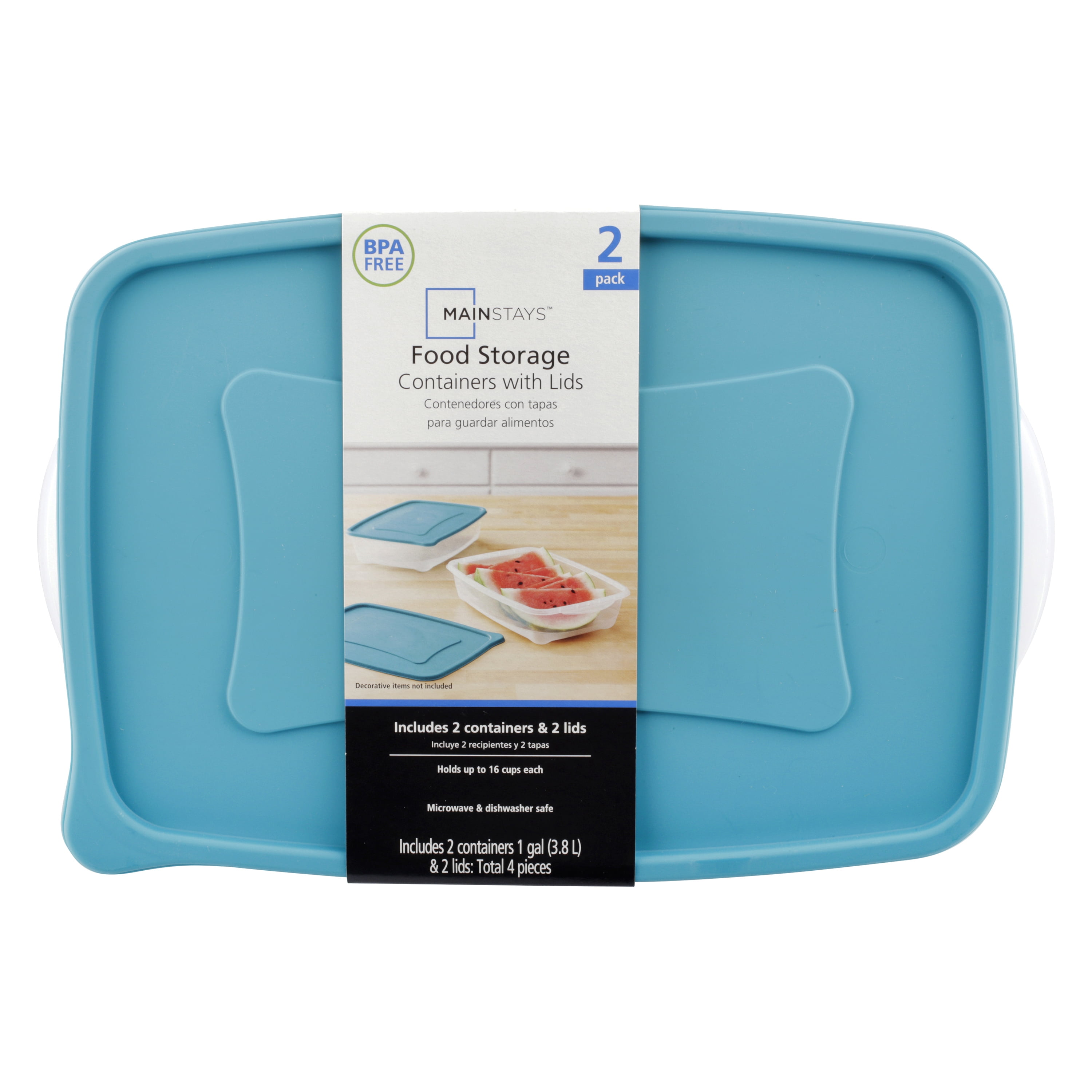 Mainstays Never Lost Rectangular Food Storage Container, 16 cup, 2