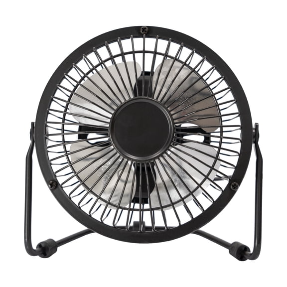 Mainstays 4 inch Personal USB Powered Small Desk Fan, Mini Quiet Fan with Metal Construction & Strong Airflow & 360Adjustable Tilt Angle, Black