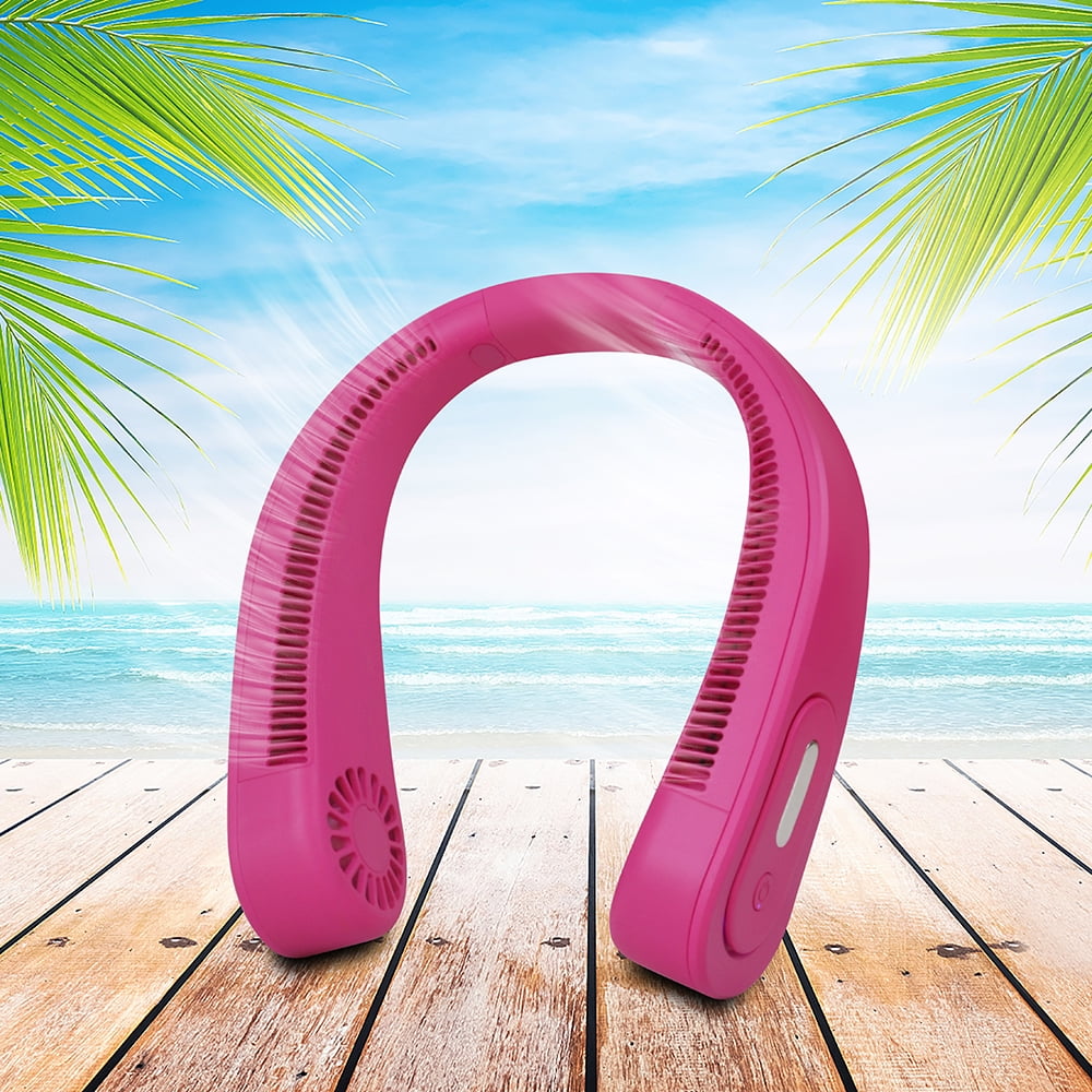 Mainstays Portable Rechargeable Neck Fan, Outdoor, Pink