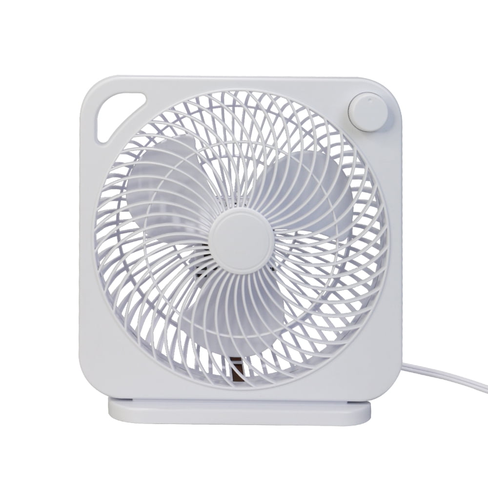 Mainstays New Style 9 inch Box Indoor Comfort Personal AC Electric Fan, 3 Speeds, White