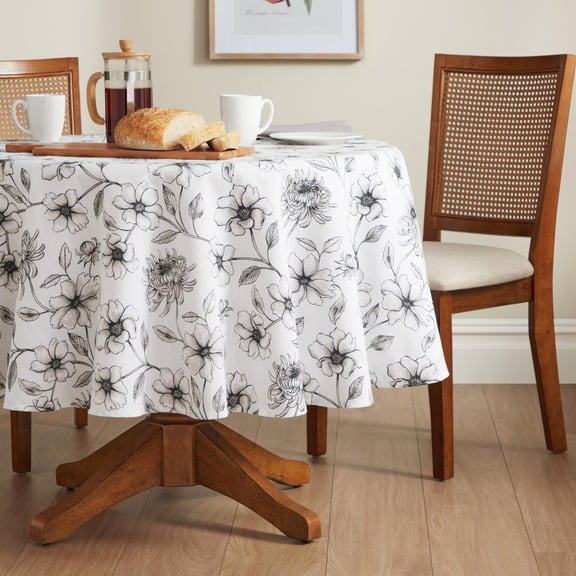 Mainstays New Wave Floral Printed Fabric Tablecloth, Multicolor, 70" Round