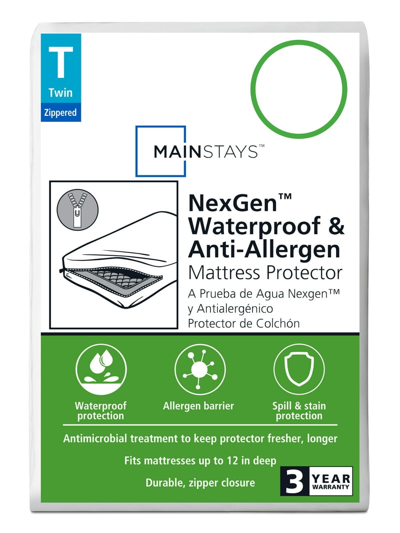 Mainstays Waterproof Zippered Mattress Protector Twin, Anti
