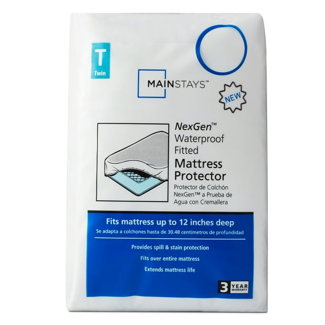 Mainstays NexGen Waterproof Fitted Mattress Protector, Twin