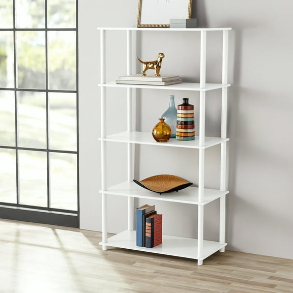 Mainstays No Tools 5-Shelf Bookcase, White