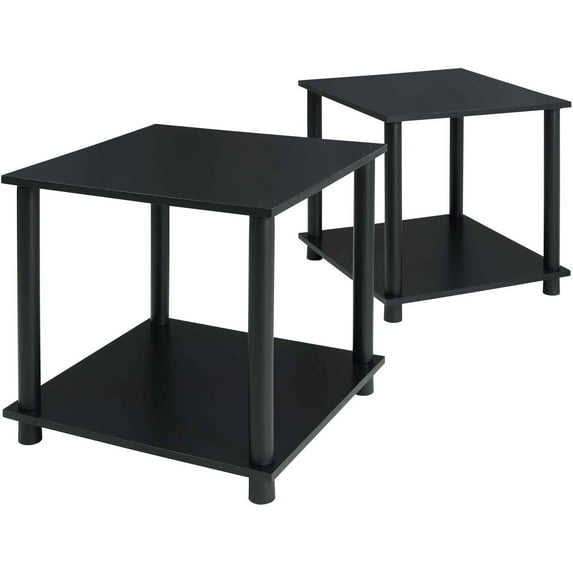 Mainstays No Tools End Tables, Solid Black, Set of 2