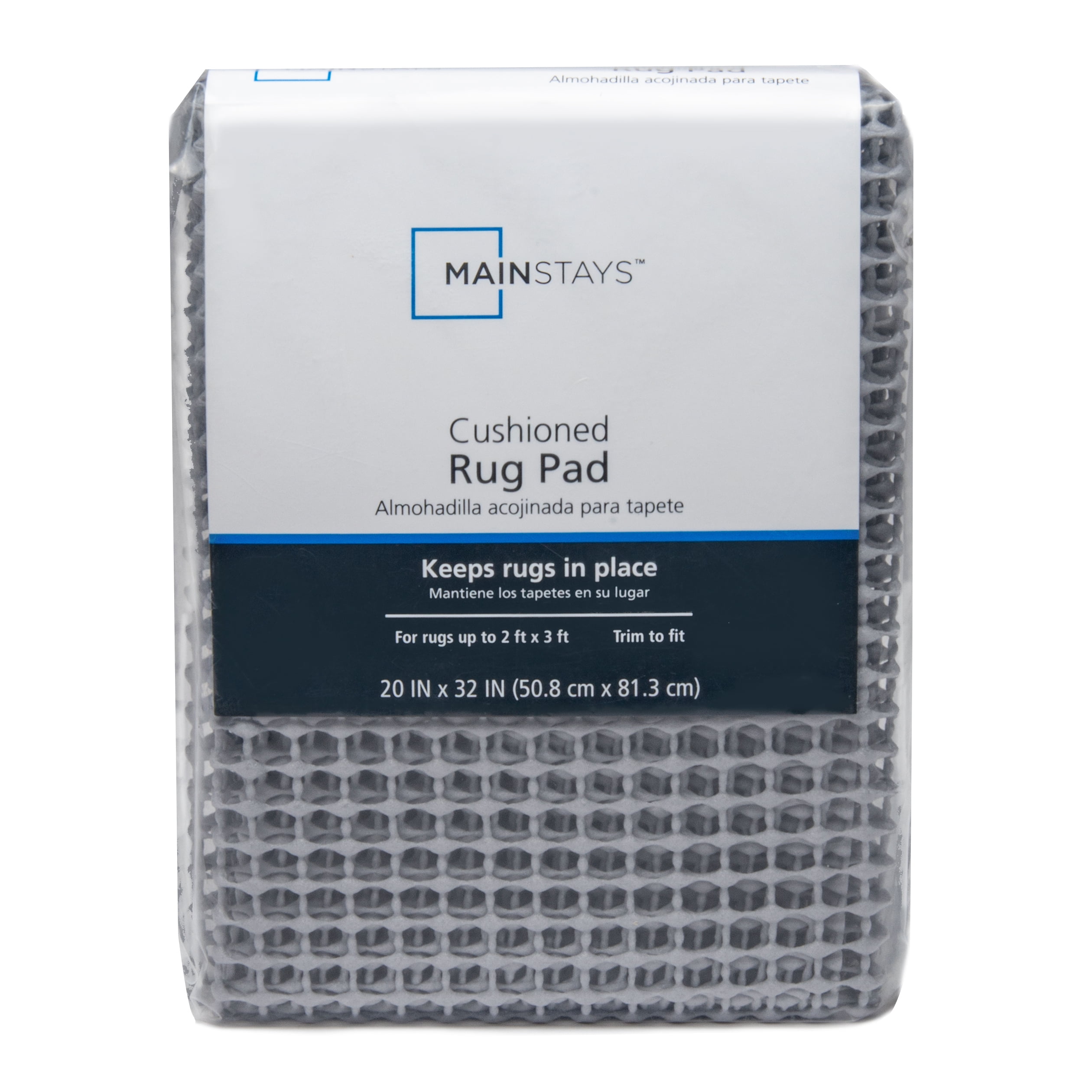 Mainstays NonSkid, Non Slip, PVCcoated Polyester Rug Pad Gray, 2' x 3