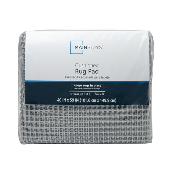 Mainstays Non-Skid, Non-Slip, PVC-coated polyester Rug Pad Gray, 4' x6'