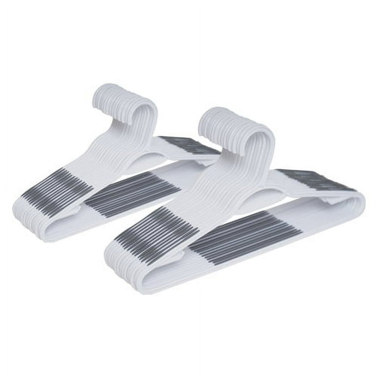 Mainstays Durable Plastic Rubber Strips Non-Slip Clothing Hangers - White - 30 Pack