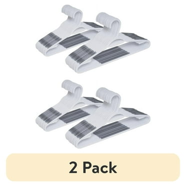 (2 pack) Mainstays Non-Slip Clothing Hangers, 30 Pack, White, Durable Plastic, TPE Strips