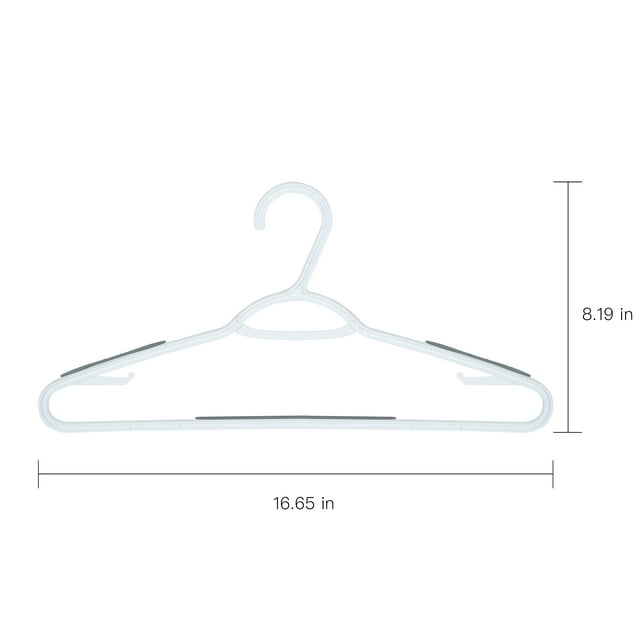 Mainstays NonSlip Clothing Hangers, 30 Pack, White, Durable Plastic