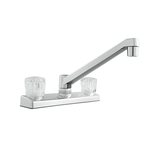 Mainstays Kitchen Faucet with Dual Acrylic Handles, Chrome Finish, Nonmetallic Body