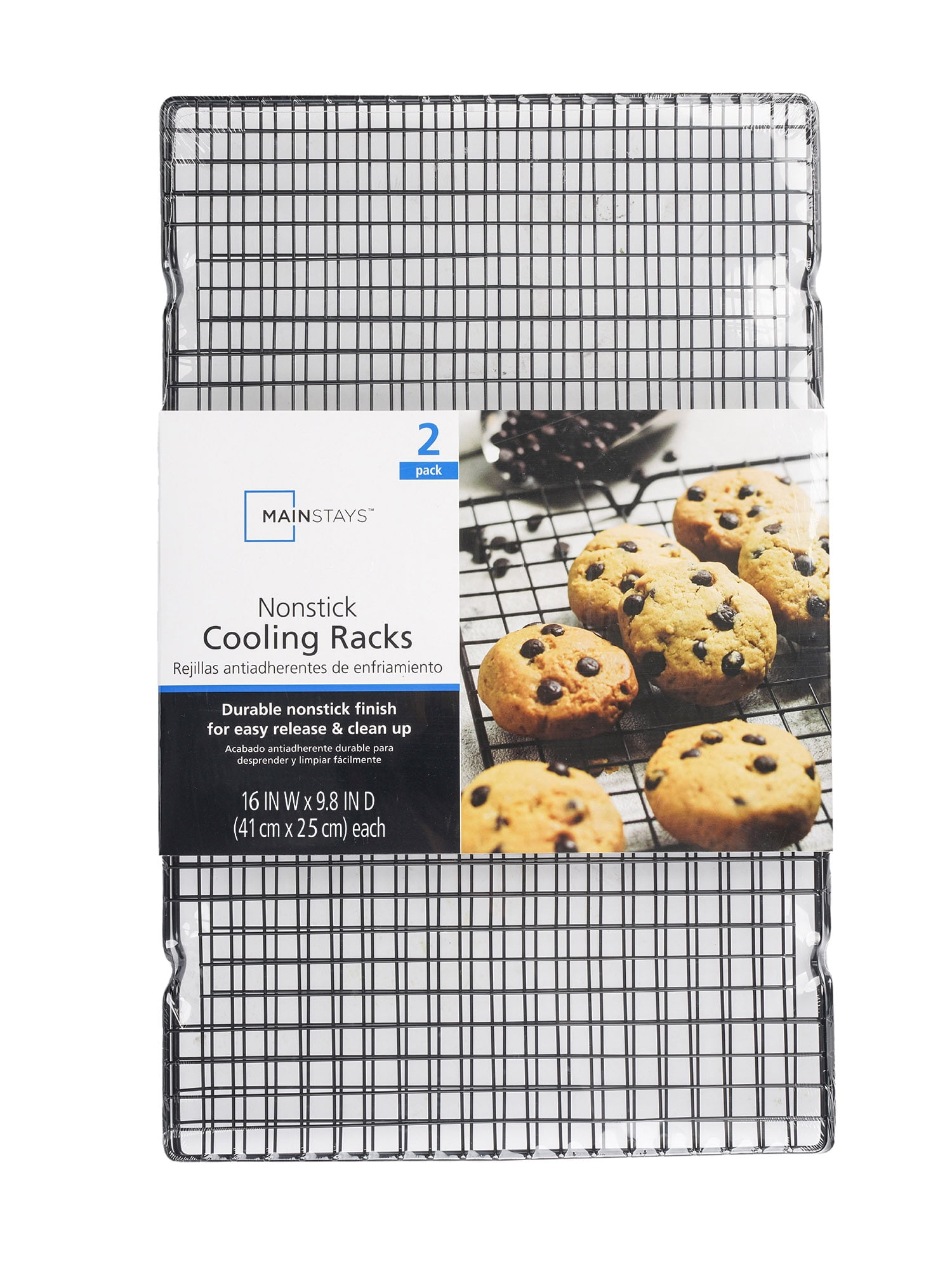 Mainstays Nonstick Carbon Steel Cooling Rack, 10 x 16, Black, Set of 2,  Rectangular 