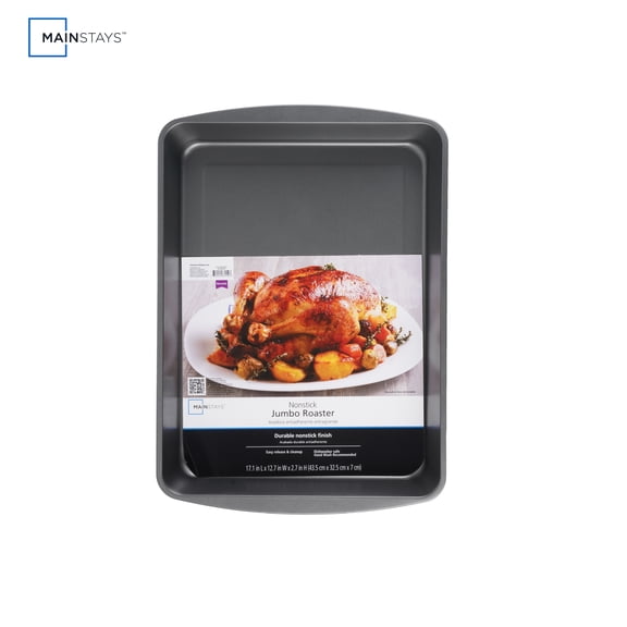Mainstays 17x13 Inch Nonstick Gray Jumbo Roasting Pan