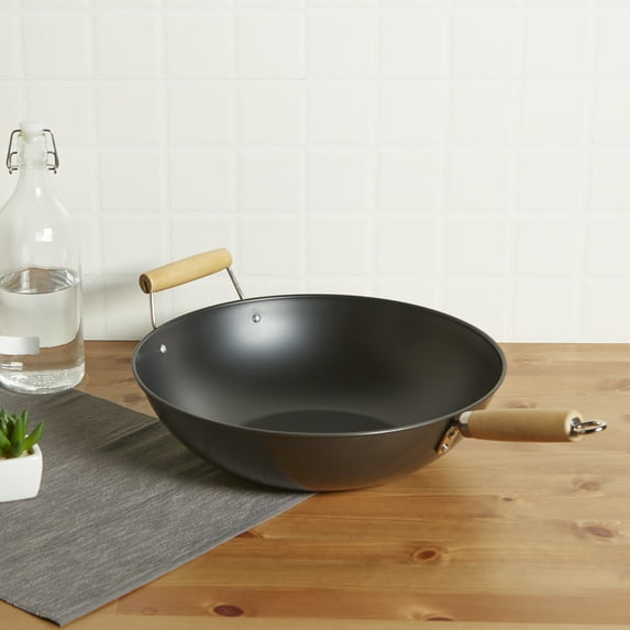 Mainstays Nonstick, Stain Resistant Wok, Carbon Steel, 13.75"