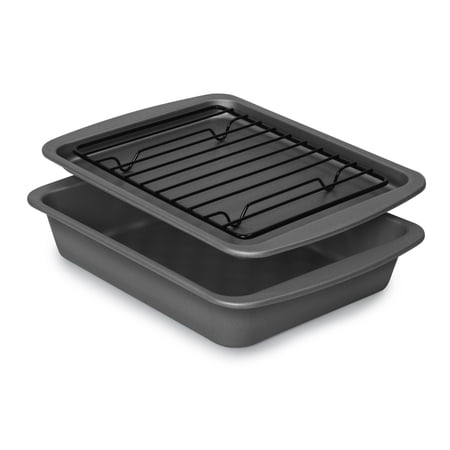 Mainstays Nonstick Steel Mini Bakeware Set, 3-Piece, Toaster Oven Set, Multi-Purpose, Gray