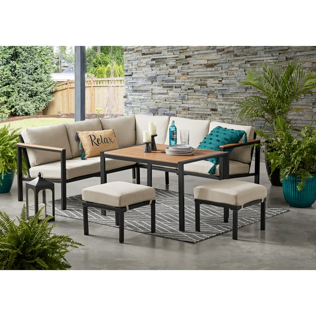 Mainstays Oakleigh 4Piece Outdoor Patio Sectional Dining Set only 297