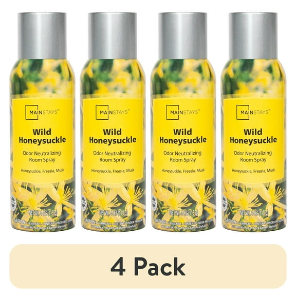 (4 pack) Mainstays Odor Neutralizing Room Spray, Wild Honeysuckle Air Freshner, 4 oz.