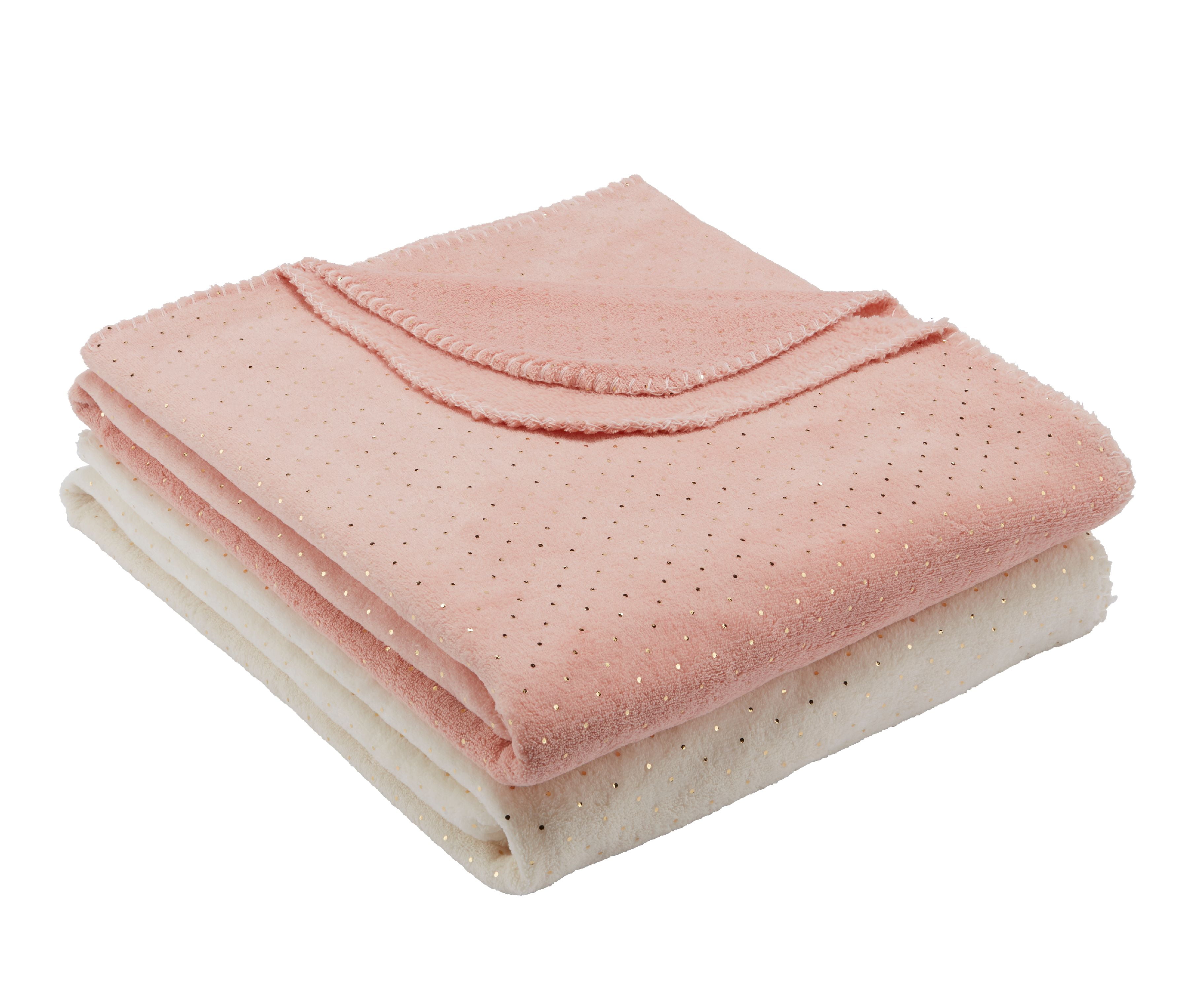 Mainstays Off-White, Pink Polyester Plush Throws, 60" x 50", (2 Count)