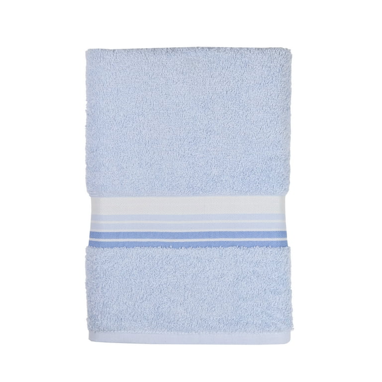Mainstays 100 Cotton Bath Towel Super Soft and highly absorbent Basic Striped Premium Bath Towel for Bathroom Hotels Spa and Gym Blue Walmart