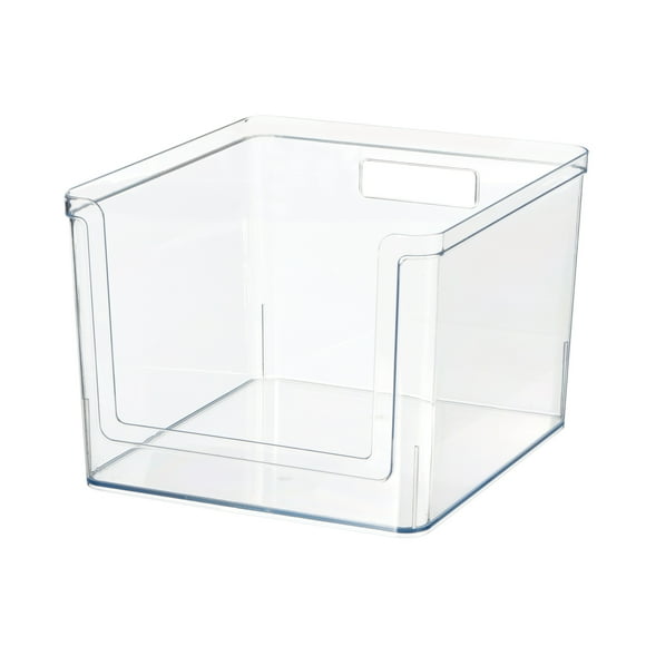 Mainstays Extra Large Deep Open-Front Pantry Organizer Bin, Clear Plastic, 12 x 10.5 x 8.0