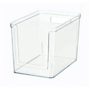 Mainstays Large Deep Clear Plastic Pantry Storage Organizer Bin with Open Front, Kitchen Cabinet, Fridge and Shelf Storage Container for Pantry Organization, 12" x 7.5" x 8"