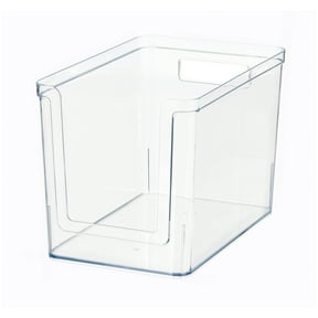 Mainstays Clear Plastic Pantry Storage Organizer Bin with Open Front, Large Deep, 12 in x 7.5 in x 8 in
