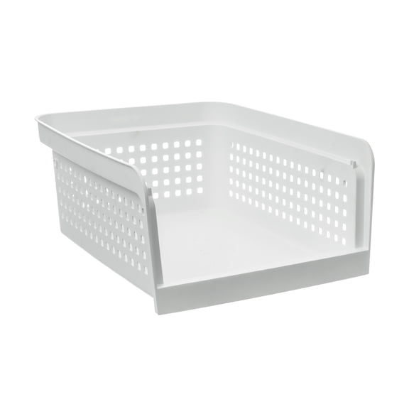 Mainstays Open-Front Stackable Closet Storage Organizer Bin with Breathable Holes, White Plastic