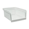 thumbnail image 1 of Mainstays Open-Front Stackable Closet Storage Organizer Bin with Breathable Holes, White Plastic, 1 of 14
