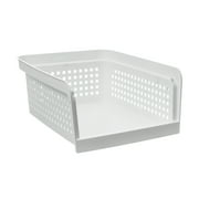 Mainstays Open-Front Stackable Closet Storage Organizer Bin with Breathable Holes, White Plastic