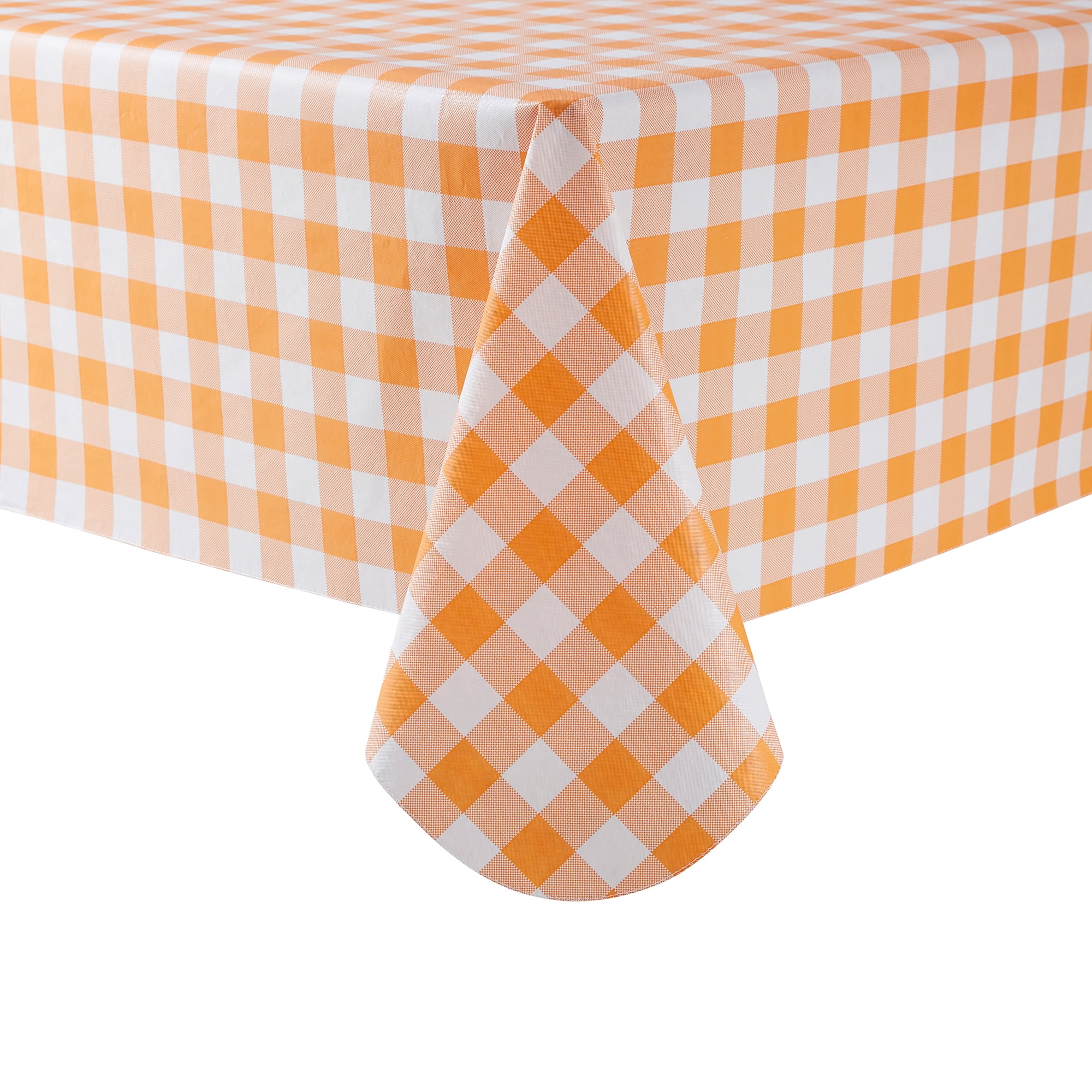 Mainstays Orange Plaid PEVA Tablecloth, 60"W x 84"L Rectangle, for Outdoor and Indoor - Walmart.com