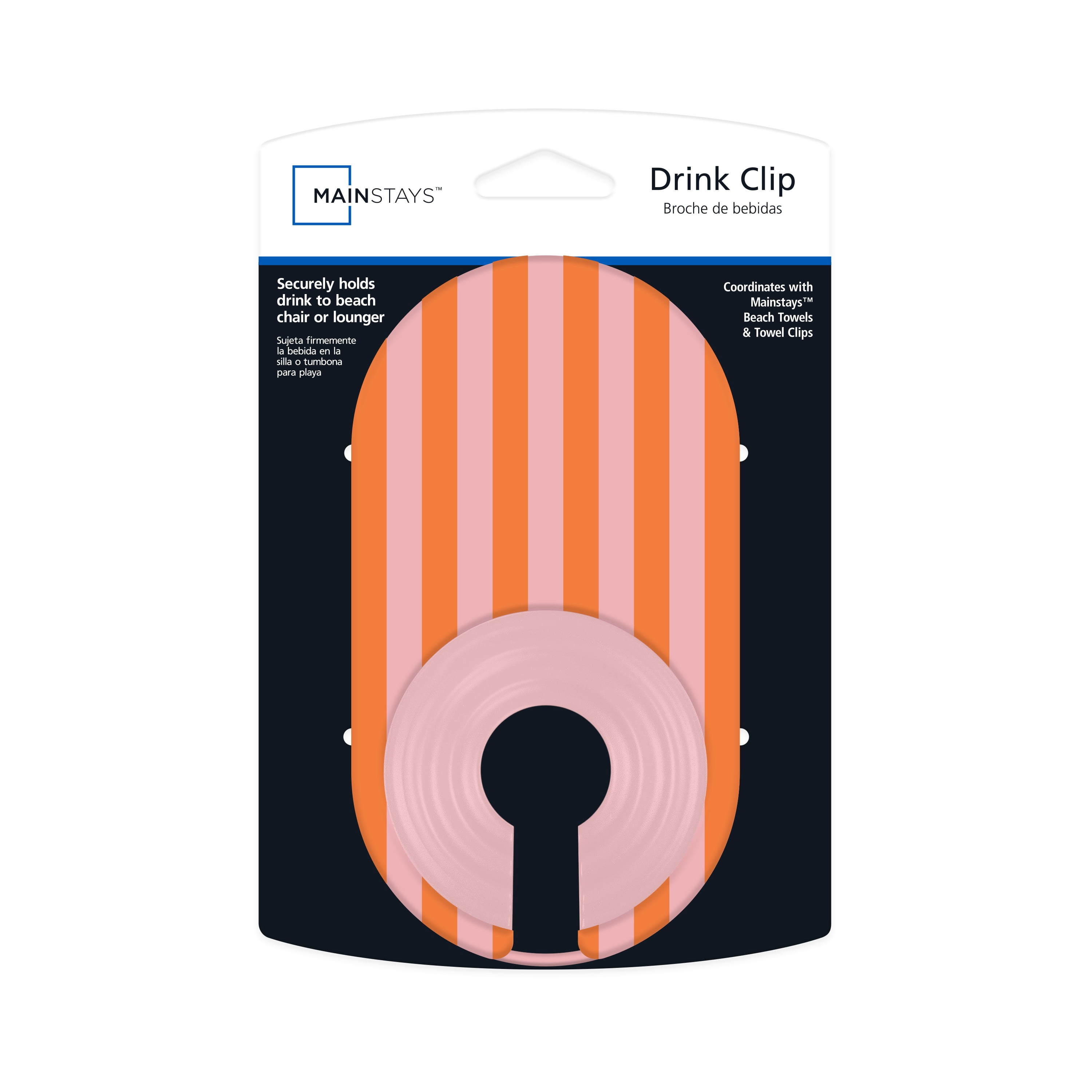 Mainstays Orange and Pink Stripe Drink Clip