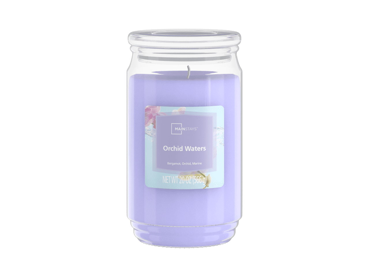 Mainstays Orchid Waters Scented SingleWick Glass Jar Candle, 20oz