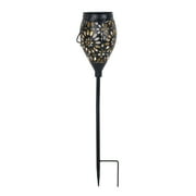 Mainstays Outdoor 22.3" H x 4.1" L x 4.1" W Solar Black Metal Flickering LED Pathway Light