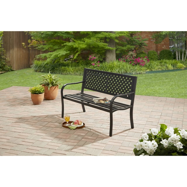 Mainstays Outdoor Durable Steel Bench Black