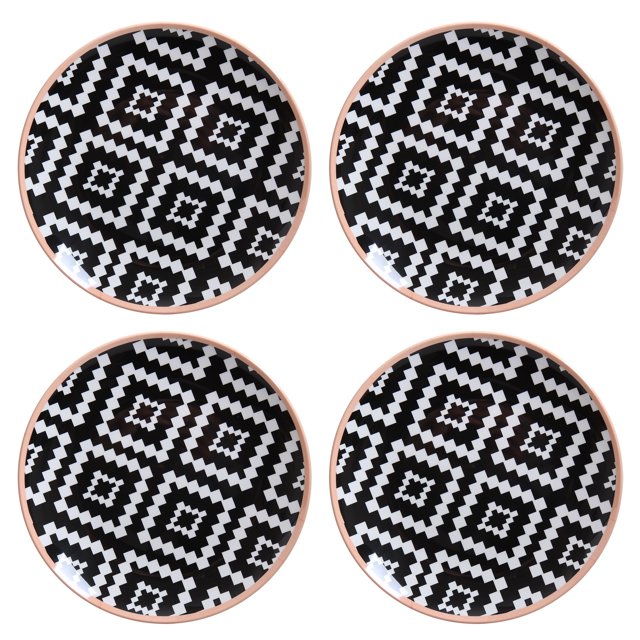 Mainstays Outdoor Melamine Black and White Geometric Mix and Match