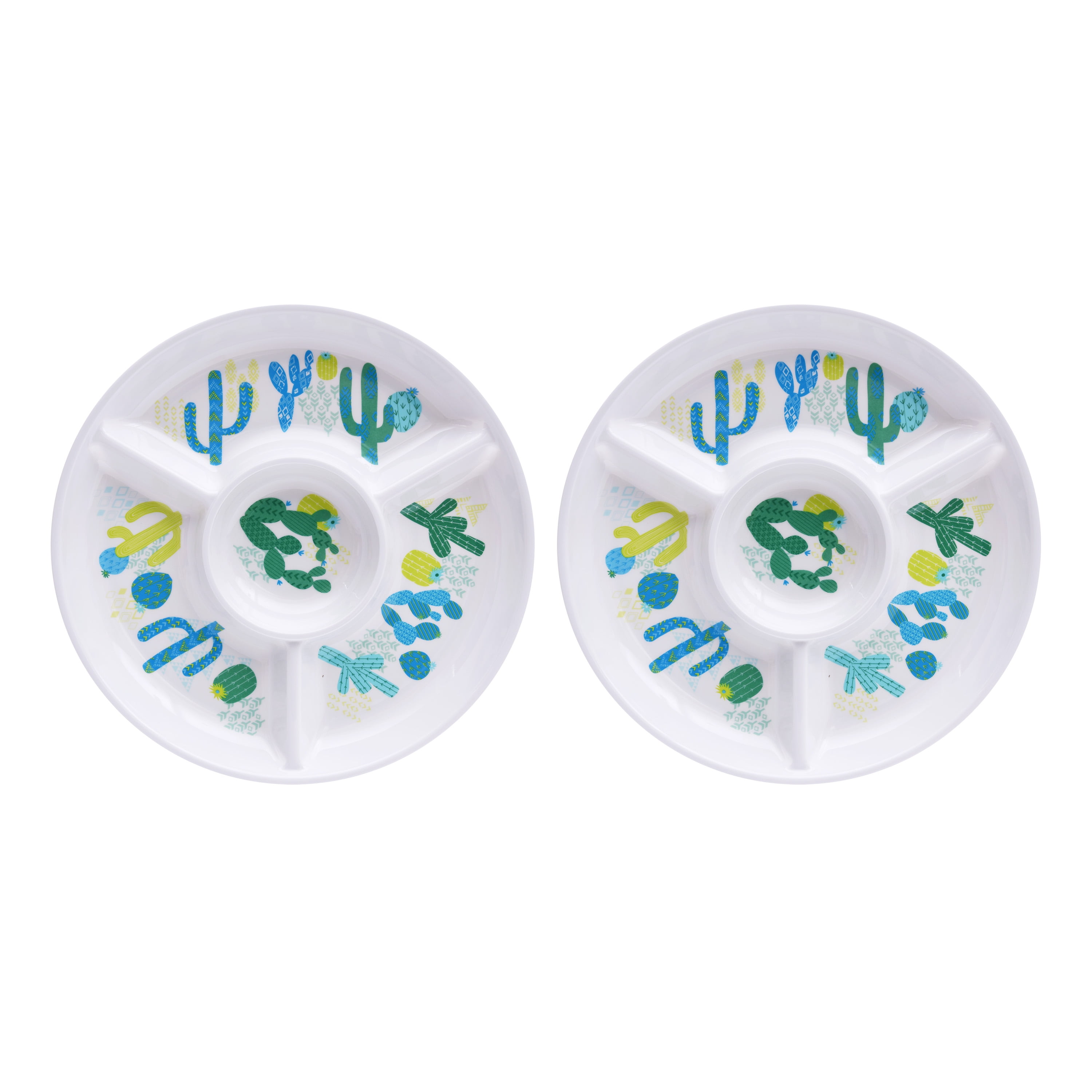 Mainstays Outdoor Melamine Cactus Chip & Dip Serve Tray, Set of 2