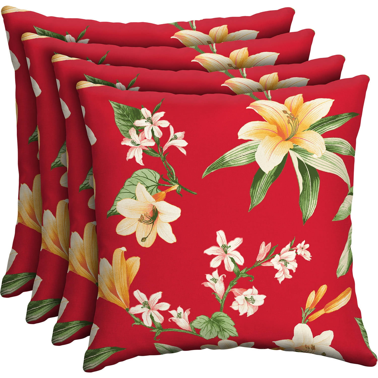 Mainstays Outdoor Patio 16" Square Toss Pillow, Set of Four, Multiple